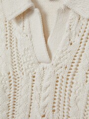 Reiss Ecru Eula 4-9 yrs Crochet Open Collar Polo Shirt - Image 4 of 4