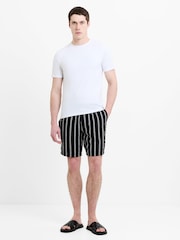 French Connection Black Cotton Striped Elasticated Shorts - Image 1 of 5