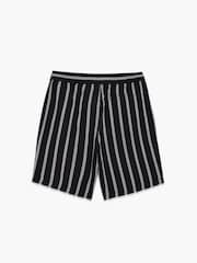French Connection Black Cotton Striped Elasticated Shorts - Image 3 of 5