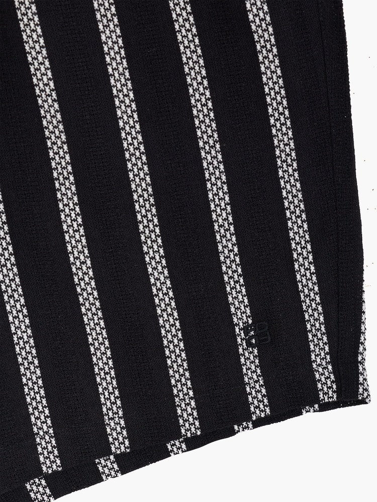 French Connection Black Cotton Striped Elasticated Shorts - Image 5 of 5