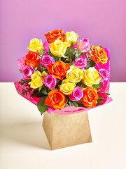 Bright Rose Fresh Flower Bouquet in Gift Bag - Image 1 of 5