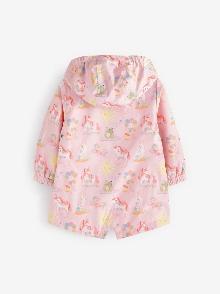 Licorne rose - Résistant à la douche Imprimé Cagoule (3mths-7yrs) - Image 5 of 7