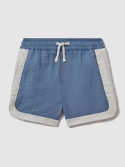 Reiss Sea Blue/Ecru Surf Teen Contrast Drawstring Swim Shorts - Image 1 of 3