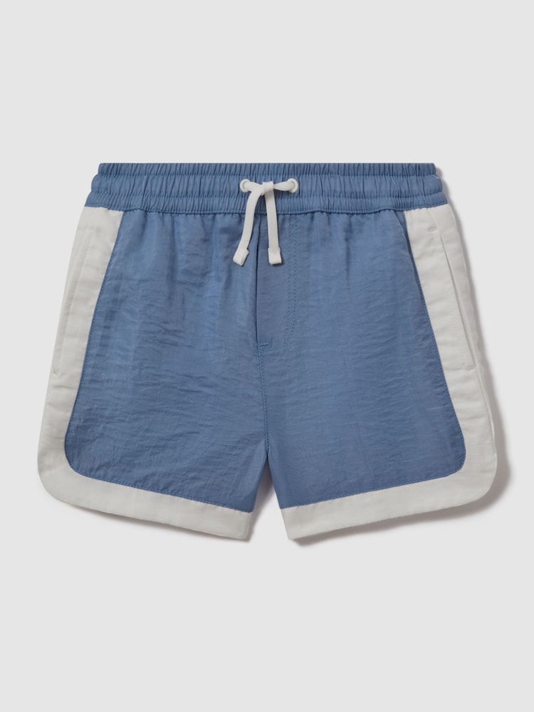 Reiss Sea Blue/Ecru Surf Teen Contrast Drawstring Swim Shorts - Image 1 of 3