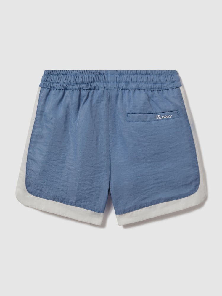 Reiss Sea Blue/Ecru Surf Teen Contrast Drawstring Swim Shorts - Image 2 of 3