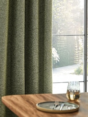 Olive Green Bouclé Textured Eyelet Lined Curtains - Image 4 of 8