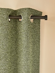 Olive Green Bouclé Textured Eyelet Lined Curtains - Image 5 of 8