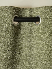 Olive Green Bouclé Textured Eyelet Lined Curtains - Image 7 of 8