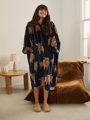Navy Blue Hamish The Highland Cow Oversized Blanket Hoodie - Image 1 of 6