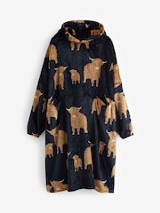 Navy Blue Hamish The Highland Cow Oversized Blanket Hoodie - Image 5 of 6