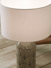 Pacific Black Bethan Embossed Ceramic Table Lamp - Image 2 of 4