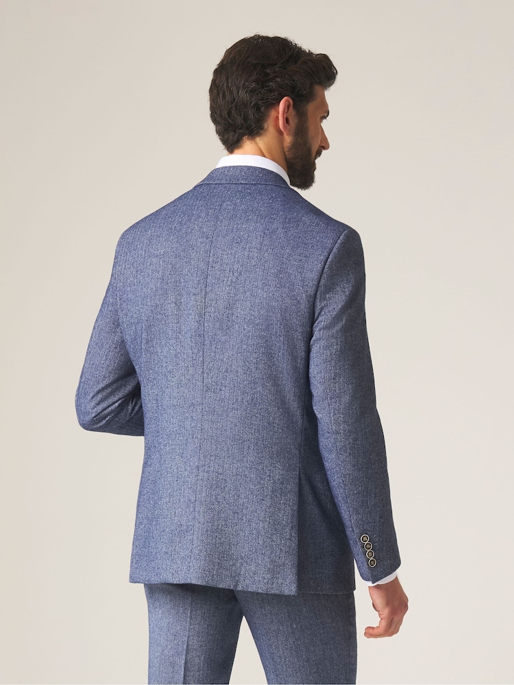 Skopes Blue Jude Tweed Tailored Fit Suit Jacket - Image 4 of 6