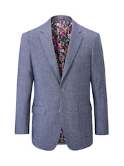 Skopes Blue Jude Tweed Tailored Fit Suit Jacket - Image 6 of 6