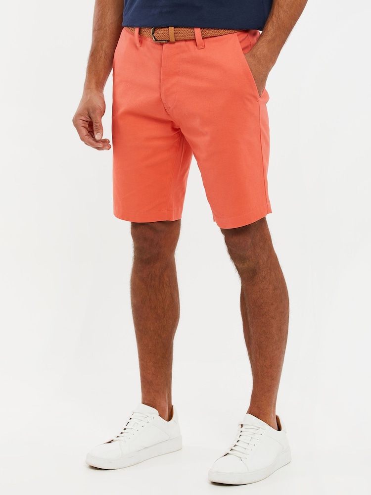 Coral rosa - Pantalones cortos chinos con vuelta en el bajo y cinturón trenzado en algodón elástico de Threadbare - Imagen 2 de 4 Coral rosa - Pantalones cortos chinos con vuelta en el bajo y cinturón trenzado en algodón elástico de Threadbare - Imagen 2 de 4