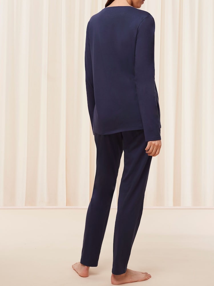 Blau - Triumph Langarm-Pyjama aus 100 % Baumwolle - Bild 2 von 5