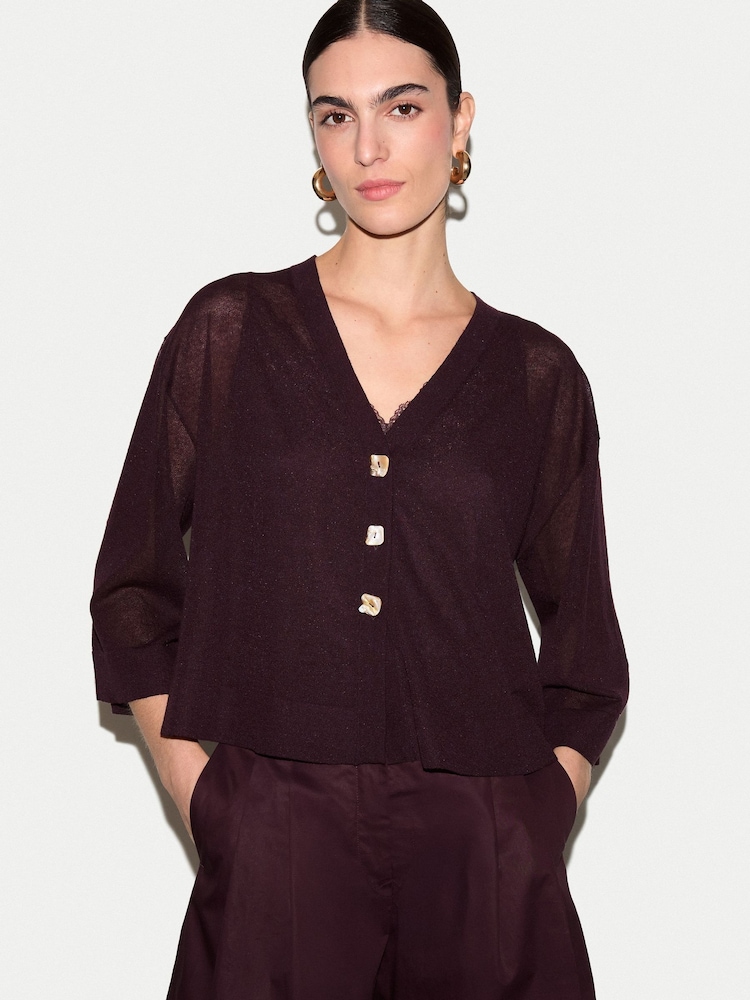Jigsaw Purple Sheer Cardigan - Image 1 of 5 Jigsaw Purple Sheer Cardigan - Image 1 of 5