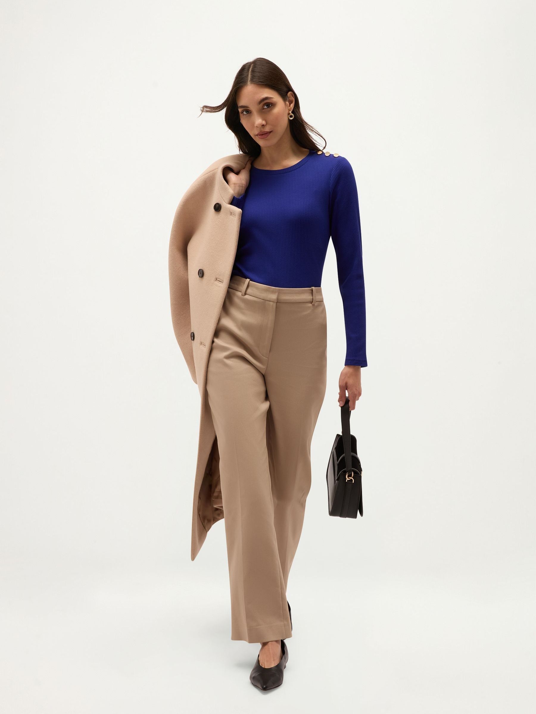 Buy Hobbs Blue Tamsin Ribbed Long Sleeve Top from Next Ireland