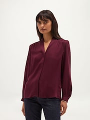 Hobbs Purple Gwen Satin Blouse - Image 1 of 5