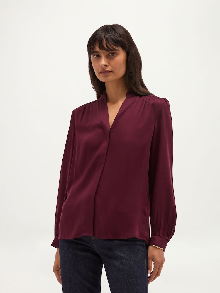 Hobbs Purple Gwen Satin Blouse - Image 1 of 5