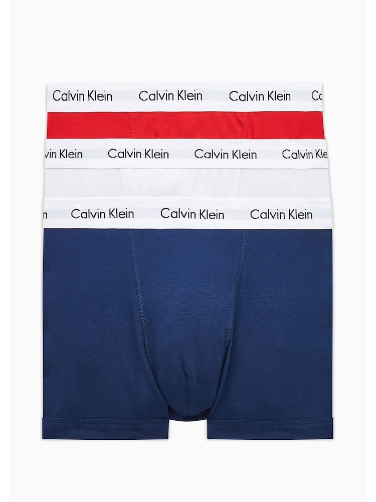 Calvin Klein Red/Blue/White Classic Stretch Trunks 3 Pack Boxers - Image 1 of 5
