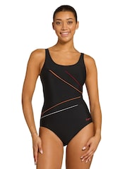 Zoggs Black Adjustable Scoopback Swimsuit With Fixed Foam Cups and Tummy Control - Image 1 of 6