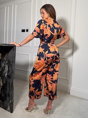 Girl In Mind Blue Trixie Angel Sleeve Culotte Jumpsuit - Image 4 of 4