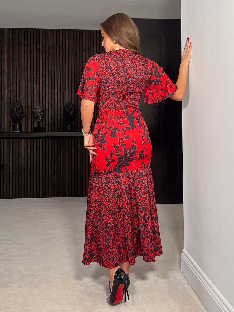 Girl In Mind Red Remi Tiered Midi Dress - Image 2 of 4