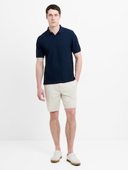 French Connection Blue Smart Concealed Placket Short Sleeve Polo Shirt - Image 1 of 6