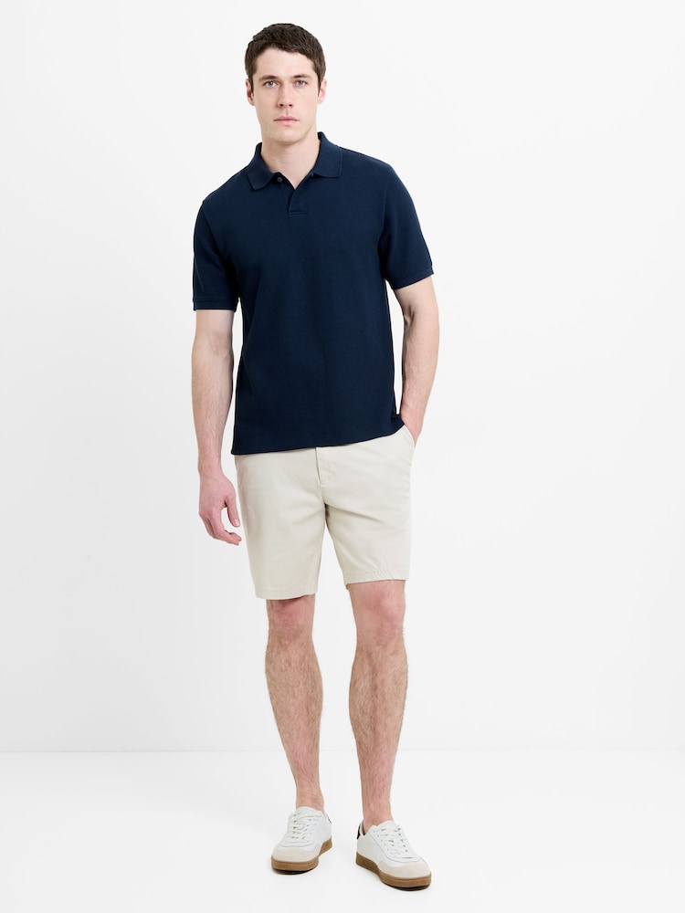 French Connection Blue Smart Concealed Placket Short Sleeve Polo Shirt - Image 1 of 6