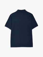 French Connection Blue Smart Concealed Placket Short Sleeve Polo Shirt - Image 4 of 6