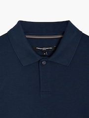 French Connection Blue Smart Concealed Placket Short Sleeve Polo Shirt - Image 5 of 6