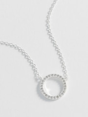 Estella Bartlett Silver Large Pave Set Circle CZ Necklace - Image 1 of 4