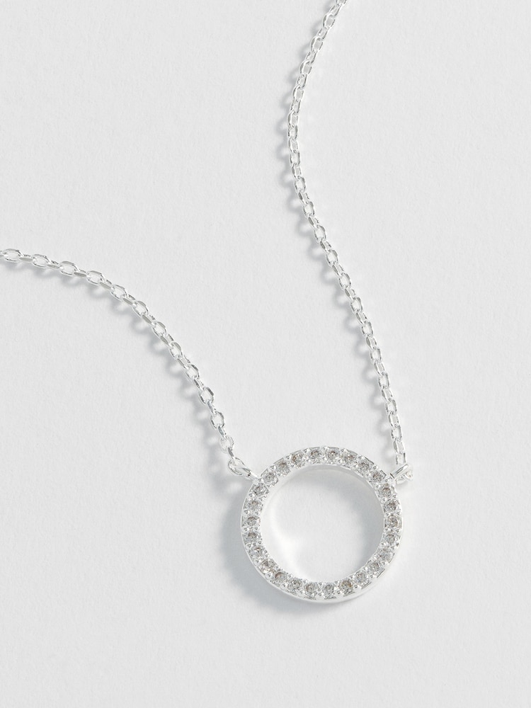 Estella Bartlett Silver Large Pave Set Circle CZ Necklace - Image 1 of 4