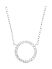 Estella Bartlett Silver Large Pave Set Circle CZ Necklace - Image 2 of 4