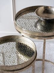 Libra Interiors Gold Vienna Antique Diamond Set Of 2 Side Tables - Image 2 of 3