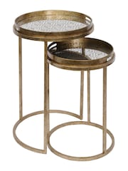 Libra Interiors Gold Vienna Antique Diamond Set Of 2 Side Tables - Image 3 of 3