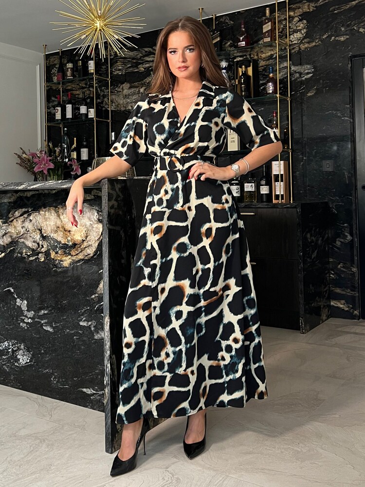 Girl In Mind Black Piper Wrap Maxi Dress - Image 1 of 4 Girl In Mind Black Piper Wrap Maxi Dress - Image 1 of 4