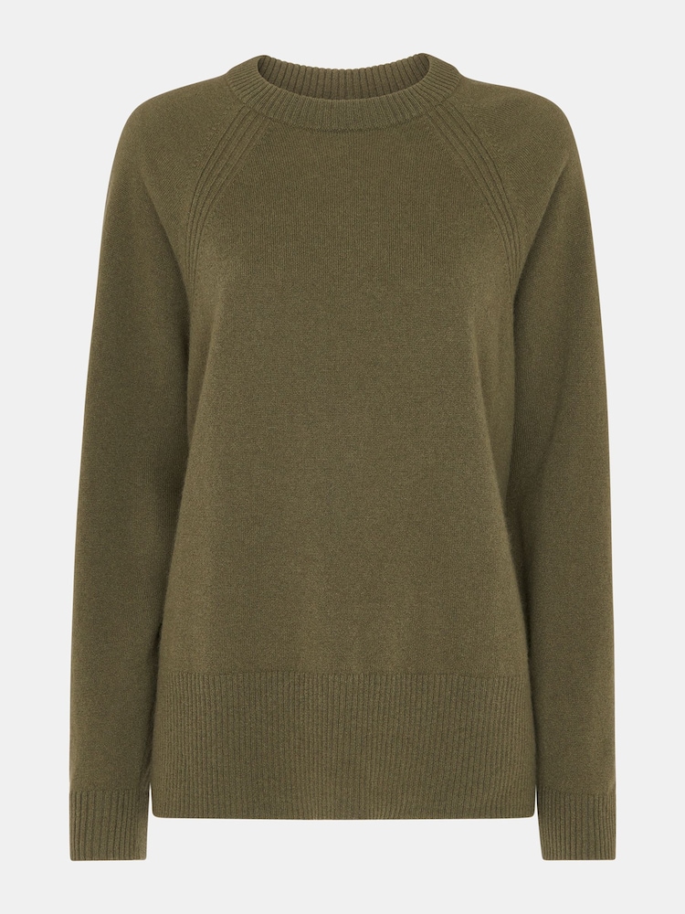 Whistles Green Ultimate Cashmere Crew Neck Jumper - Image 5 of 5