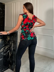 Girl In Mind Red Lucy Wrap Front Wrap Detail Top - Image 3 of 4