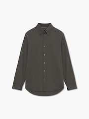 French Connection Khaki Green Cotton Long Sleeve Embroidered Logo Button Shirt - Image 3 of 4