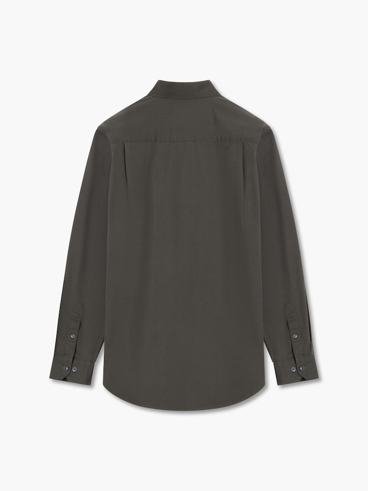 French Connection Khaki Green Cotton Long Sleeve Embroidered Logo Button Shirt - Image 4 of 4