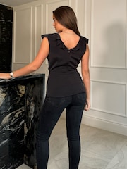 Girl In Mind Black Lucy Wrap Front Wrap Detail Top - Image 2 of 4