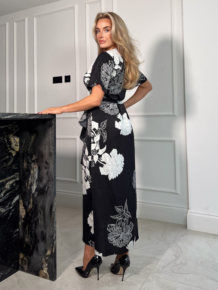 Girl In Mind Black Floral Farren Wrap Maxi Dress - Image 2 of 4 Girl In Mind Black Floral Farren Wrap Maxi Dress - Image 2 of 4