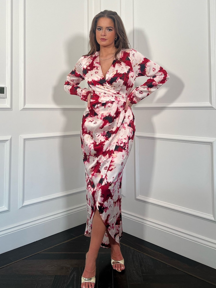 Girl In Mind Pink Libby Wrap Over Maxi Dress - Image 1 of 4