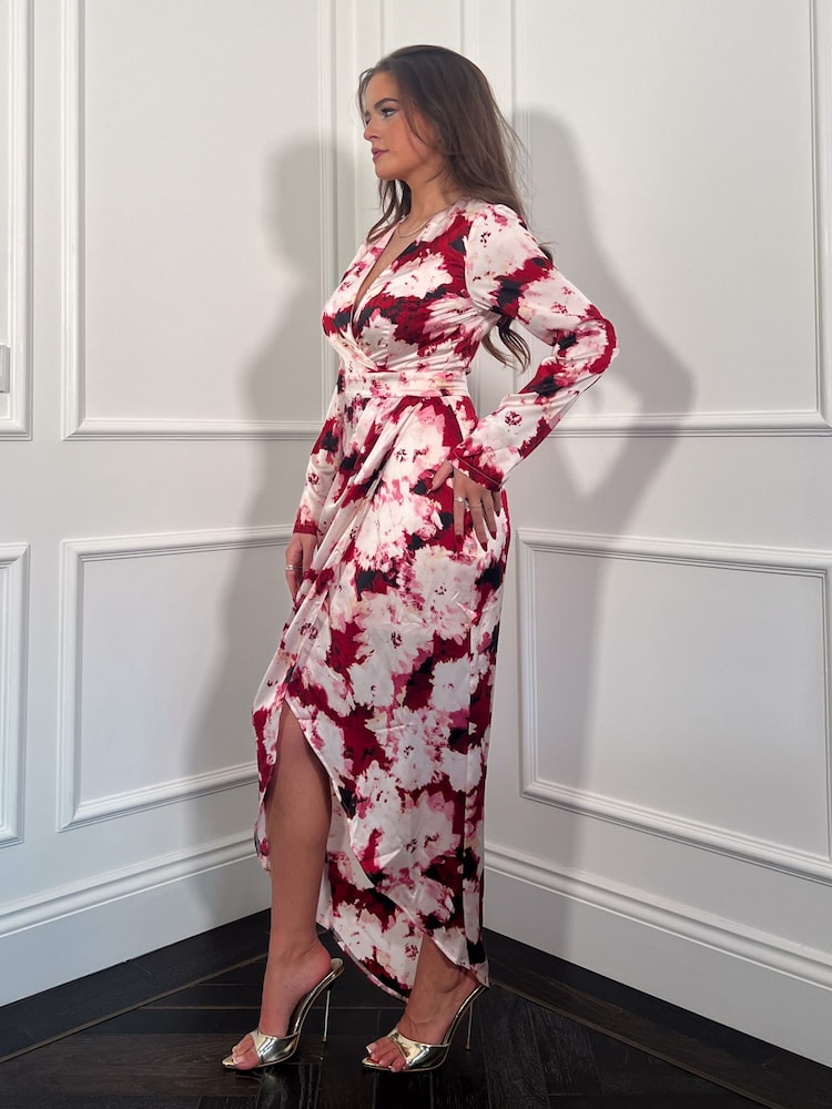 Girl In Mind Pink Libby Wrap Over Maxi Dress - Image 2 of 4