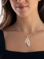 Beaverbrooks Three Colour Silver And Gold Plated Feather Necklace - Image 3 of 3
