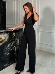 Girl In Mind Black Tracy Sleeveless Waistcoat Jumpsuit - Image 2 of 4