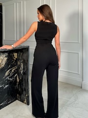 Girl In Mind Black Tracy Sleeveless Waistcoat Jumpsuit - Image 3 of 4