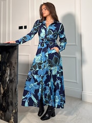 Girl In Mind Blue Brielle Shirt Maxi Dress - Image 2 of 4