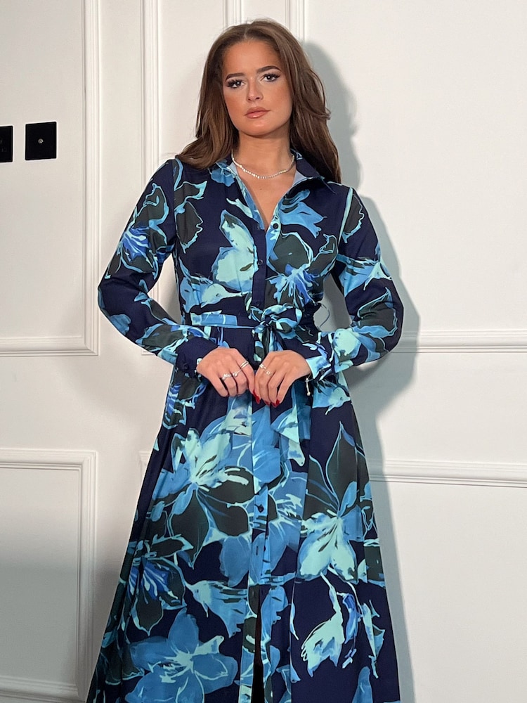 Girl In Mind Blue Brielle Shirt Maxi Dress - Image 4 of 4